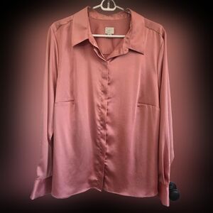 A New Day Long Sleeve Women's Blush Pink Blouse Size XXL